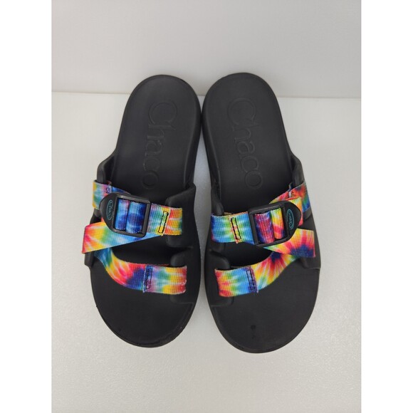 Chaco Kid's Chillos Slide Slip-On Sandals Rainbow Tie Dye Kids Unisex Size K3 - Picture 3 of 12